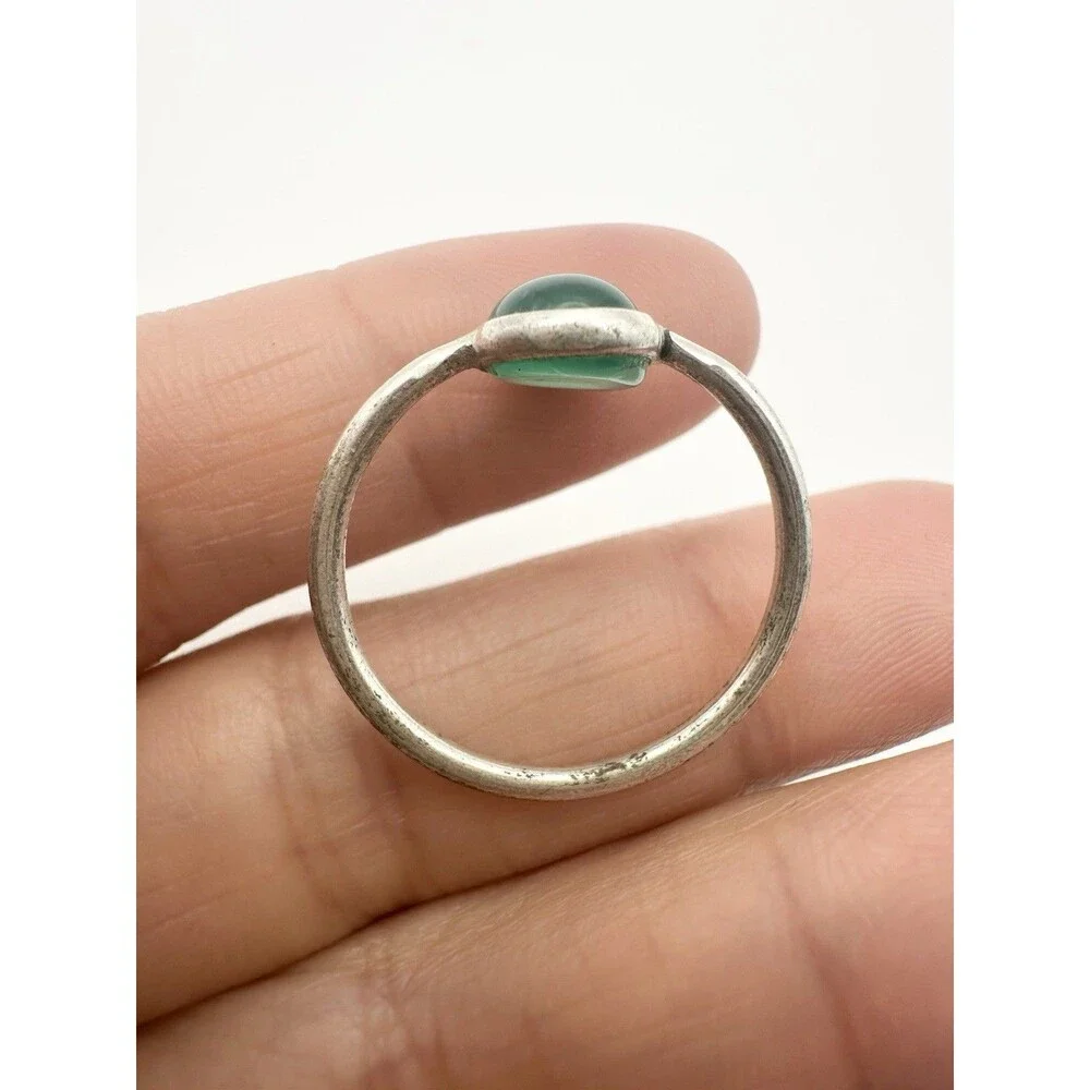 Sterling Silver Green Onyx Cabochon Ring Size 8